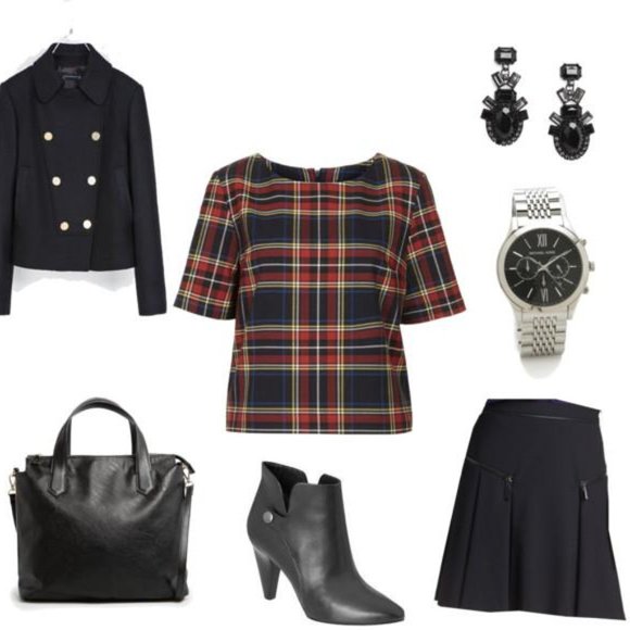 | TOPSHOP | Red Check Tartan Crop Top - Picture 3 of 4